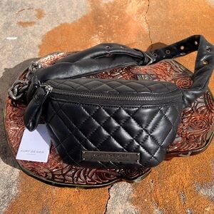NWT Kurt Geiger London Small Natural Brixton Quilted Belt Bag